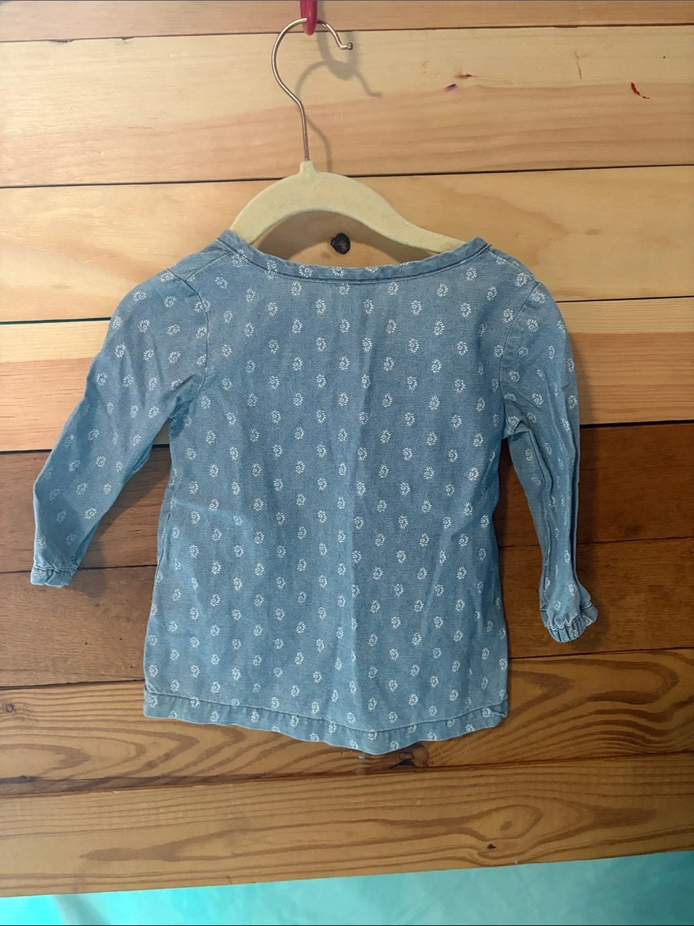 Carter's Light Blue Floral Henley Long Sleeve Top